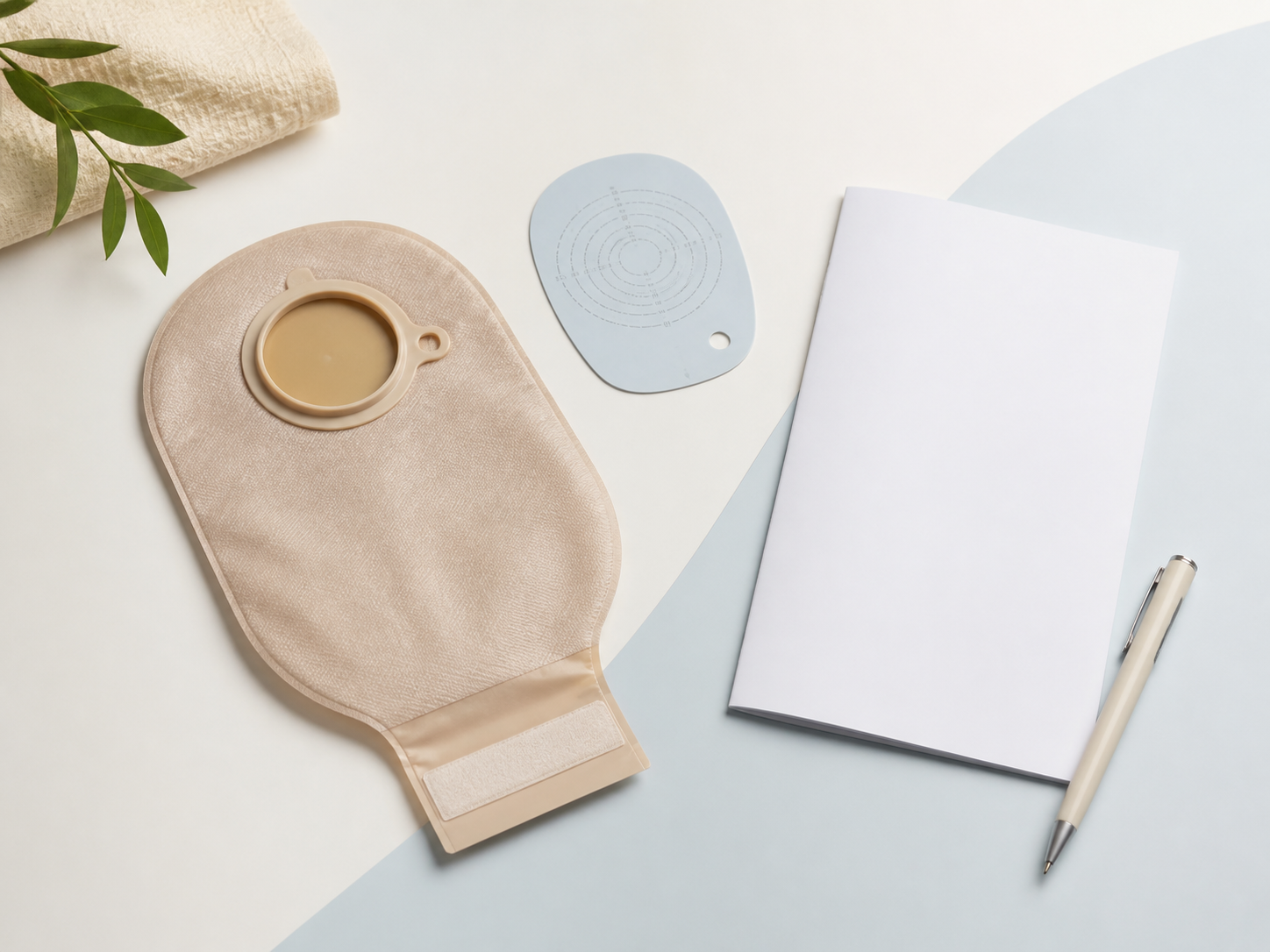 Ostomy pouch and notebook for introductory learning