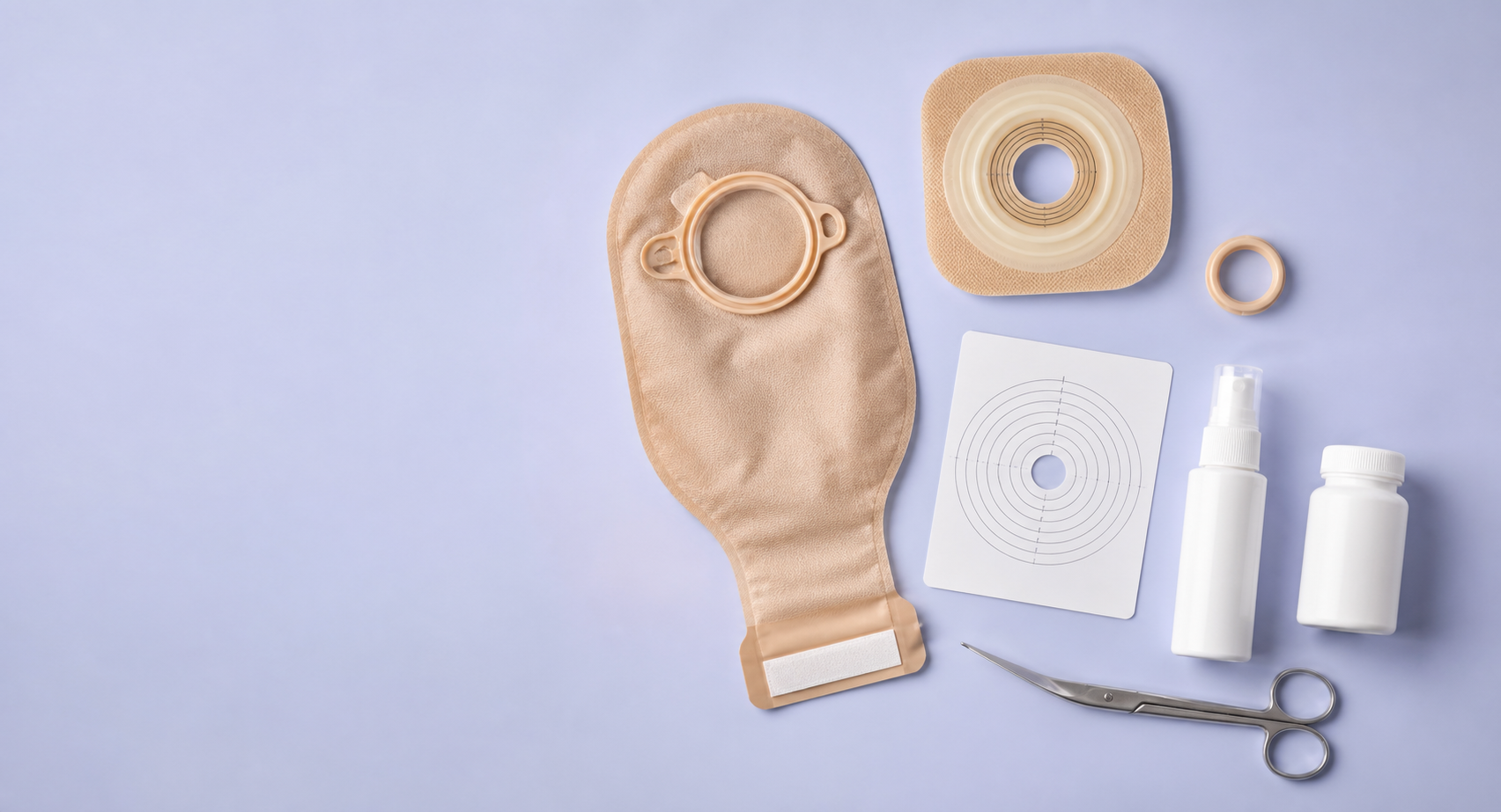 Ostomy pouching system and care accessories arranged for an educational guide